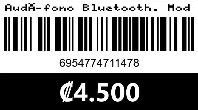 Código de barras de Audífono Bluetooth. Modelo P47. Color Rojo.