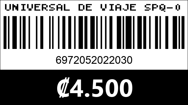 Código de barras de UNIVERSAL DE VIAJE SPQ-03...