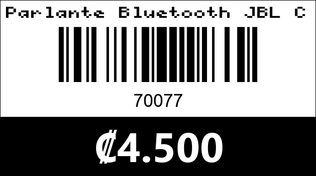 Código de barras de Parlante Bluetooth JBL Charge Mini3+. 70077