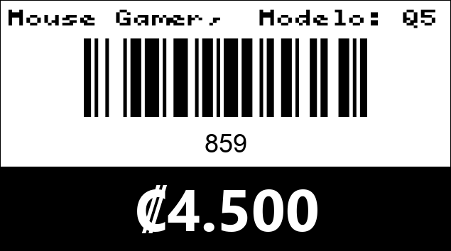Código de barras de Mouse Gamer,  Modelo: Q5 