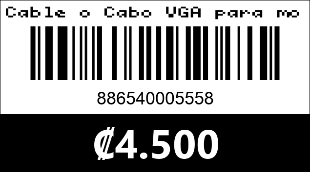 Código de barras de Cable o Cabo VGA para monitor. - 25ft/7.5m. Argom Tech.