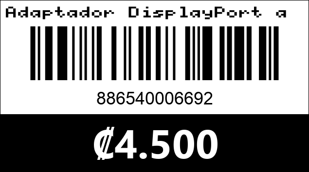 Código de barras de Adaptador DisplayPort a DVI-I. Argom Tech