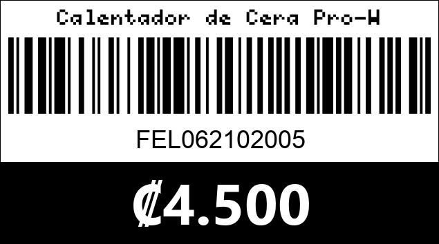 Código de barras de Calentador de Cera Pro-Wax100. 