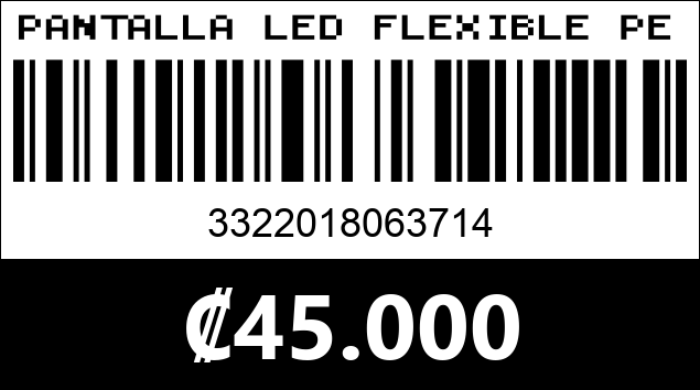 Código de barras de PANTALLA LED FLEXIBLE PERVOI CTC-947T 19CM X 90CM 