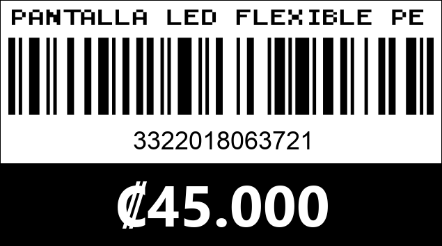 Código de barras de PANTALLA LED FLEXIBLE PERVOI CTC-945T 20CM X 48CM 