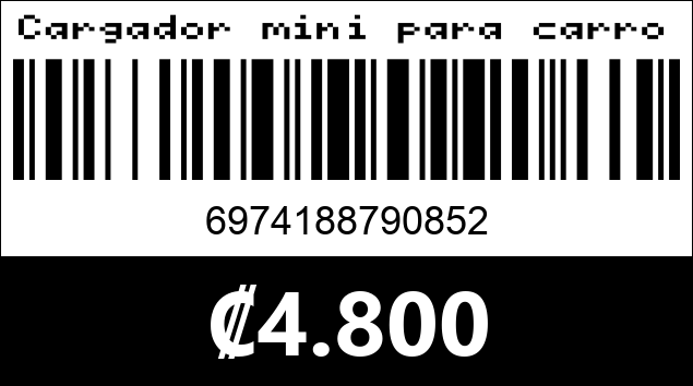 Código de barras de Cargador mini para carro USB / Tipo C 20w. OTU