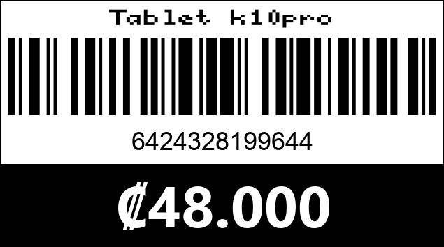 Código de barras de Tablet k10pro
