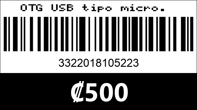 Código de barras de OTG USB tipo micro. 