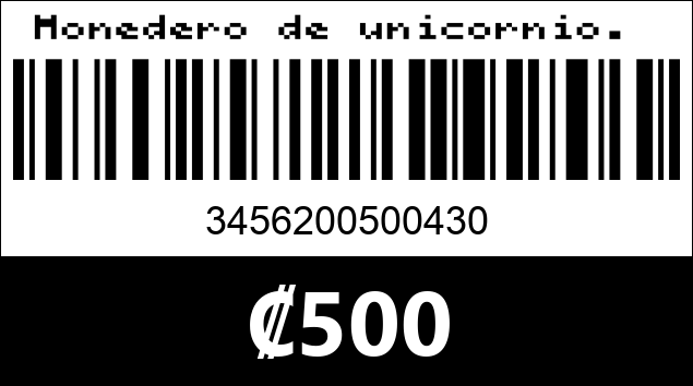 Código de barras de Monedero de unicornio. 
