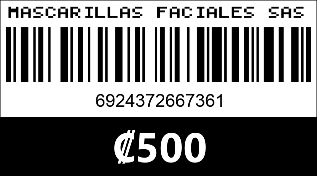 Código de barras de MASCARILLAS FACIALES SAS SAH219