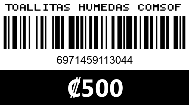 Código de barras de TOALLITAS HUMEDAS COMSOFT 3013