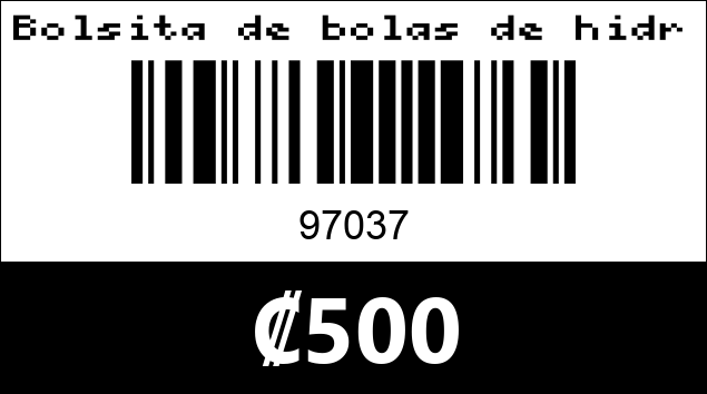 Código de barras de Bolsita de bolas de hidrogel. 