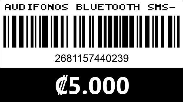 Código de barras de AUDIFONOS BLUETOOTH SMS-T23