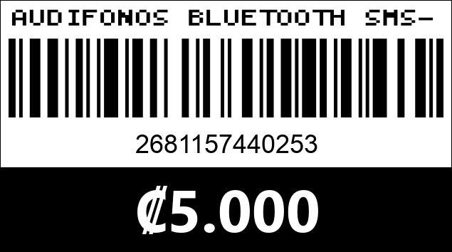 Código de barras de AUDIFONOS BLUETOOTH SMS-T25