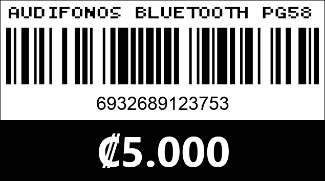 Código de barras de AUDIFONOS BLUETOOTH PG580
