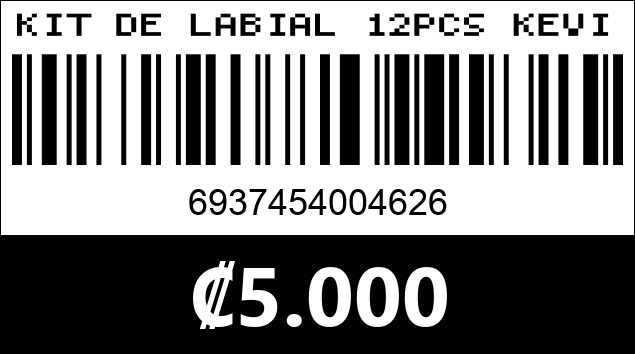 Código de barras de KIT DE LABIAL 12PCS KEVINYCOCO. KC1610