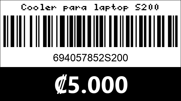 Código de barras de Cooler para laptop S200