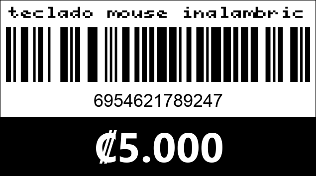 Código de barras de teclado mouse inalambrico hk 6800