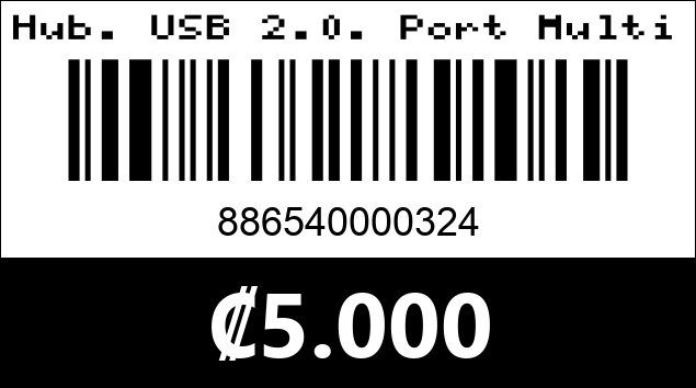 Código de barras de Hub. USB 2.0. Port Multipuerto. 4 Port. Argom Tech.