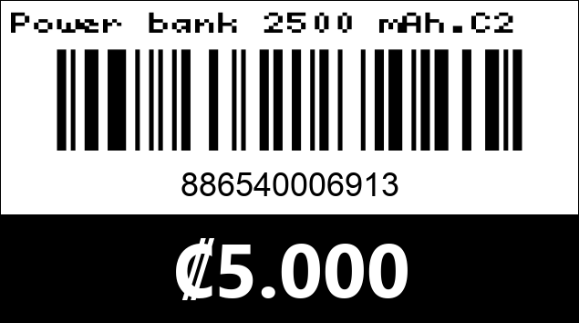 Código de barras de Power bank 2500 mAh.C2  Negro.