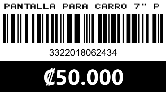 Código de barras de PANTALLA PARA CARRO 7" PERVOI CTC-7803N