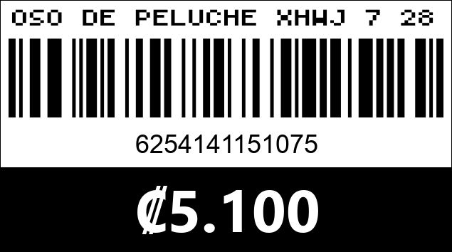 Código de barras de OSO DE PELUCHE XHWJ 7 28CM...