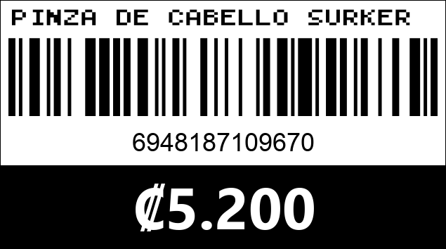 Código de barras de PINZA DE CABELLO SURKER SK-967