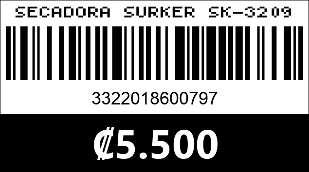 Código de barras de SECADORA SURKER SK-3209