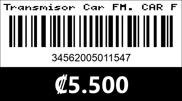Código de barras de Transmisor Car FM. CAR F3