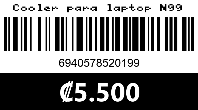 Código de barras de Cooler para laptop N99