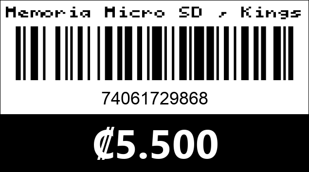 Código de barras de Memoria Micro SD , Kingston 32GB.