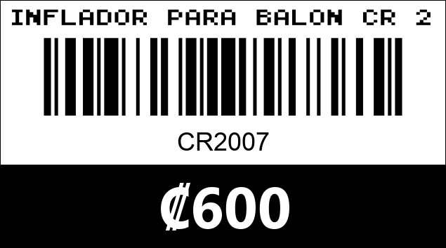 Código de barras de INFLADOR PARA BALON CR 2007...