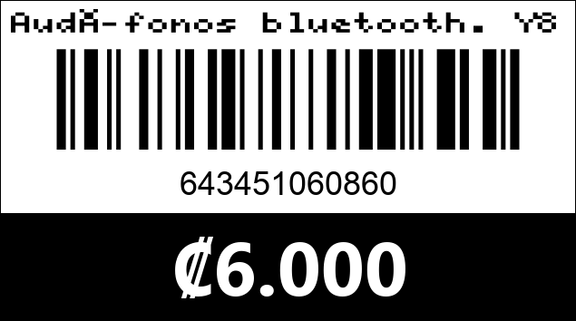Código de barras de Audífonos bluetooth. Y80