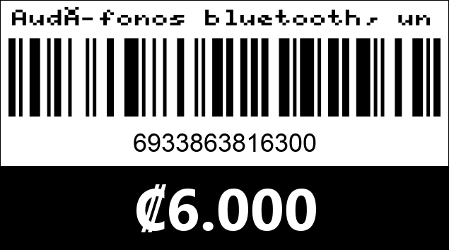 Código de barras de Audífonos bluetooth, unicornio 1630