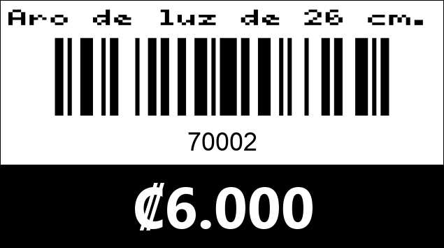 Código de barras de Aro de luz de 26 cm.