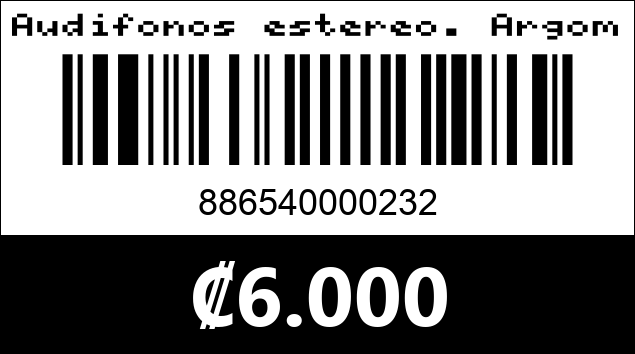Código de barras de Audifonos estereo. Argom Pro 75