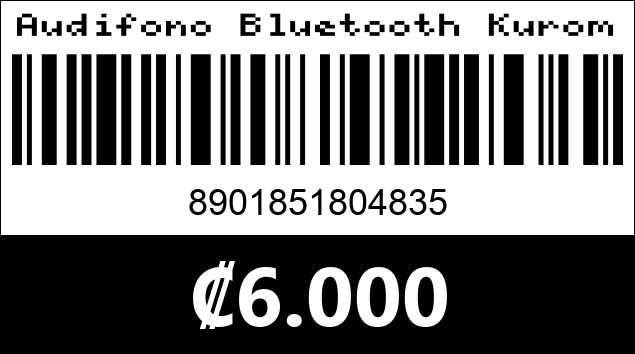 Código de barras de Audifono Bluetooth Kuromi