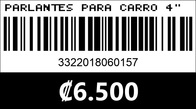 Código de barras de PARLANTES PARA CARRO 4" 280W. PERVOI CTC-1081