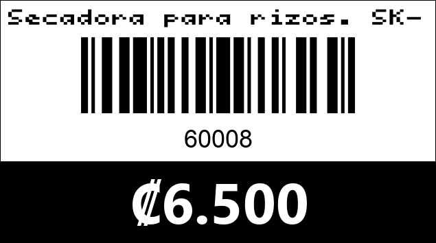 Código de barras de Secadora para rizos. SK-3801. 