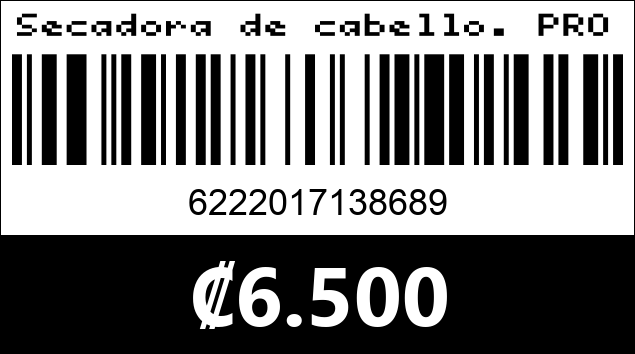 Código de barras de Secadora de cabello. PRO-3868.