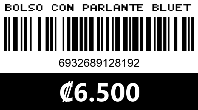 Código de barras de BOLSO CON PARLANTE BLUETOOTH PR-1030