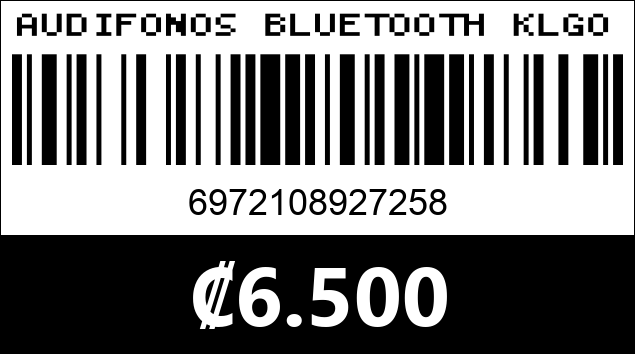 Código de barras de AUDIFONOS BLUETOOTH KLGO HK-60BL