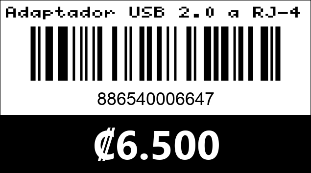 Código de barras de Adaptador USB 2.0 a RJ-45 de Red. Argom Tech