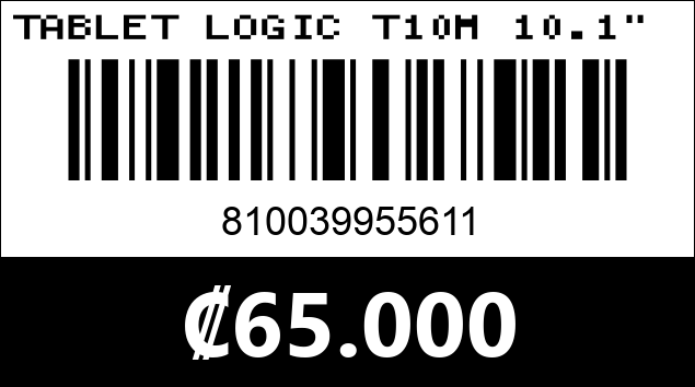 Código de barras de TABLET LOGIC T10M 10.1" 8GB+128GB