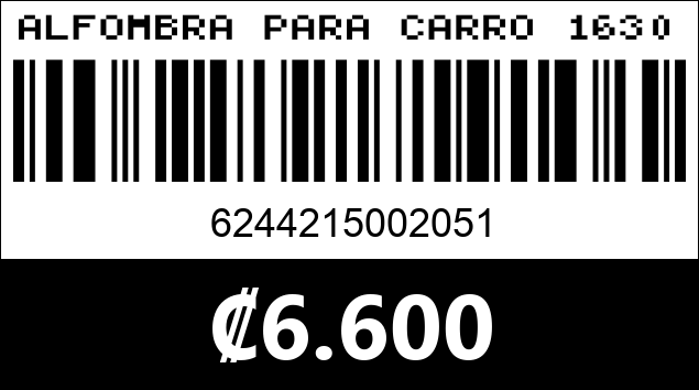 Código de barras de ALFOMBRA PARA CARRO 1630...