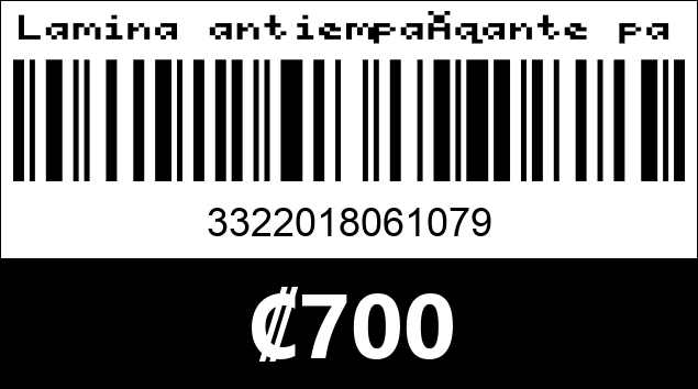 Código de barras de Lamina antiempañante para espejo retrovisor. 