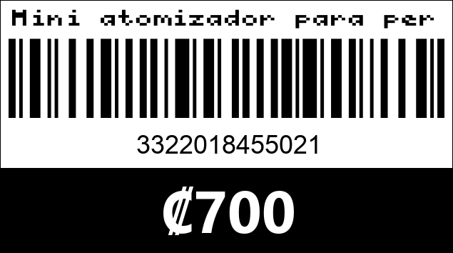 Código de barras de Mini atomizador para perfumes. 10ML.