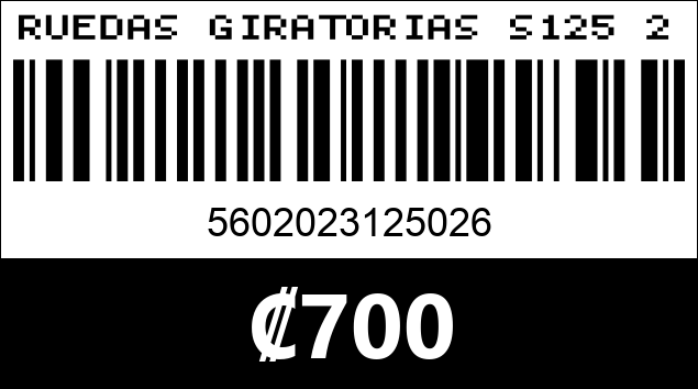 Código de barras de RUEDAS GIRATORIAS S125 2 60KG...