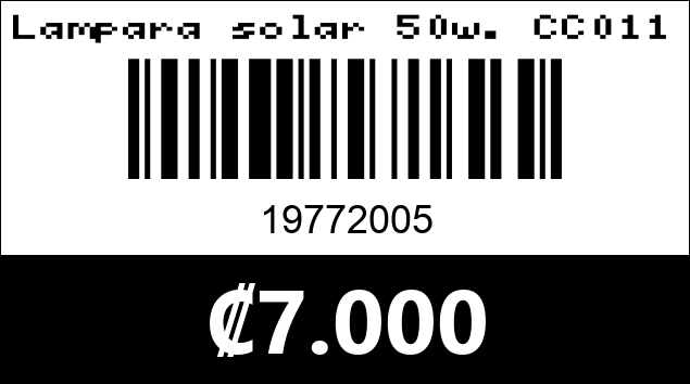 Código de barras de Lampara solar 50w. CC011