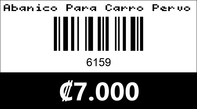 Código de barras de Abanico Para Carro Pervoi CTC-650